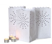 White Wedding Sun Ray Lantern Candle Paper Bags - Aboriginal Dots Party Decoration - 10 Per Pack
